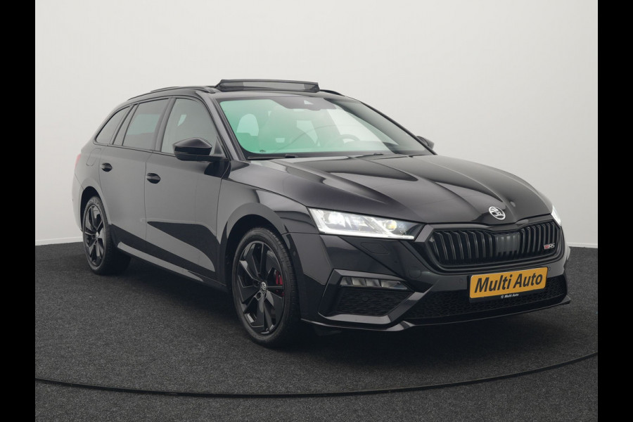 Škoda Octavia Combi 1.4 TSI RS iV Plug In Hybrid 245pk Dealer O.H. PHEV | Panodak | Head Up | Adaptive Cruise | Apple Carplay | Canton Audio | Crystal LED | RS Sportstoelen Verwarmd | Keyless | Front & Lane Assist | Sportstuur Verwarmd | Navigatie | DAB |