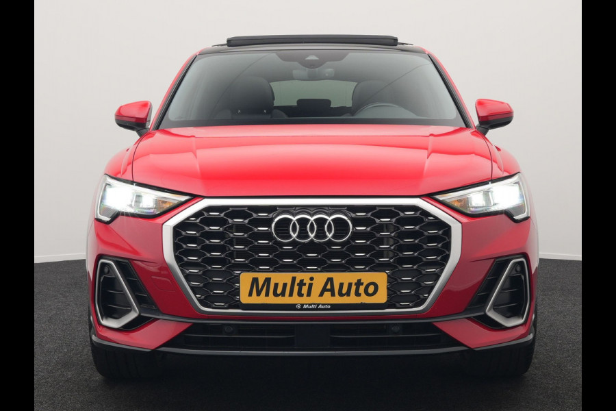 Audi Q3 Sportback 45 TFSI e S Line Plug In Hybrid 245pk Dealer O.H PHEV | Panodak | Adaptive Cruise | Lederen Sportstoelen Memory & Verwarmd | Sfeerverlichting | Camera | Virtual | Blis | Navigatie | DAB |