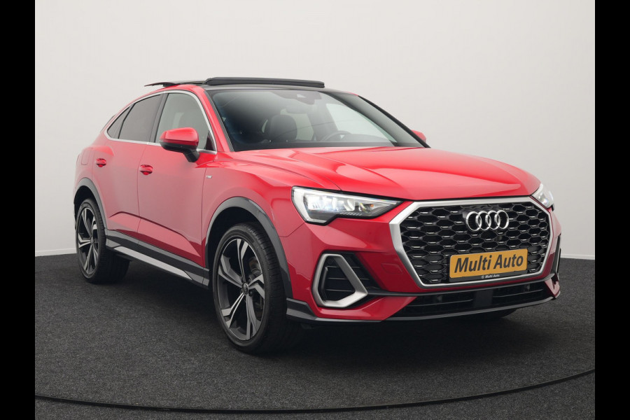 Audi Q3 Sportback 45 TFSI e S Line Plug In Hybrid 245pk Dealer O.H PHEV | Panodak | Adaptive Cruise | Lederen Sportstoelen Memory & Verwarmd | Sfeerverlichting | Camera | Virtual | Blis | Navigatie | DAB |