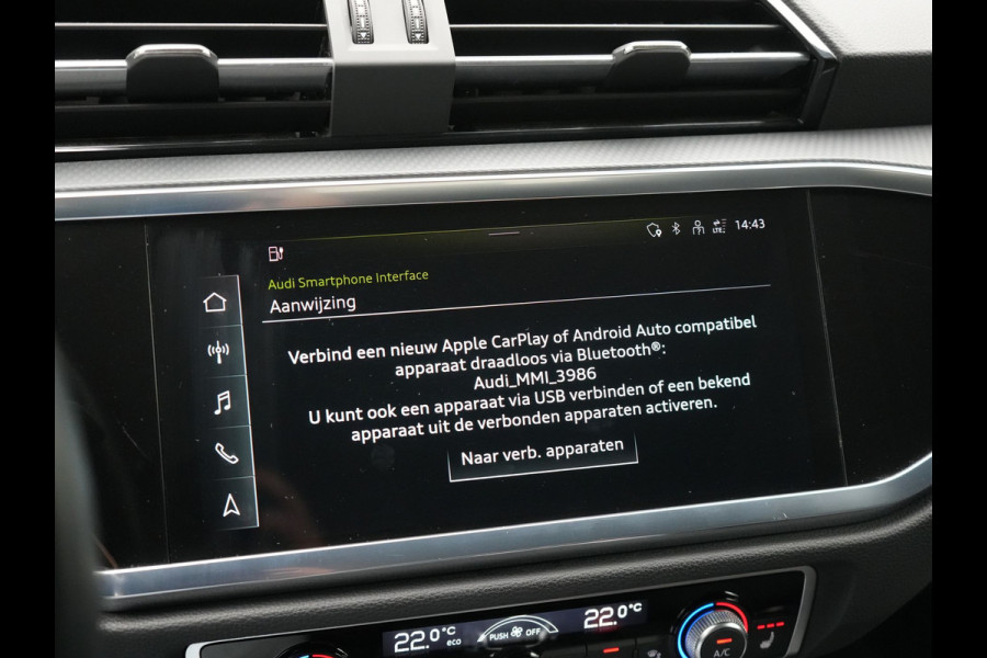 Audi Q3 45 TFSI e S Line Plug In Hybrid 245pk Dealer O.H PHEV | Trekhaak Af Fabriek | Panodak | Adaptive Cruise | Sportstoelen Verwarmd | Apple Carplay | Keyless | Navigatie | Virtual |  DAB |