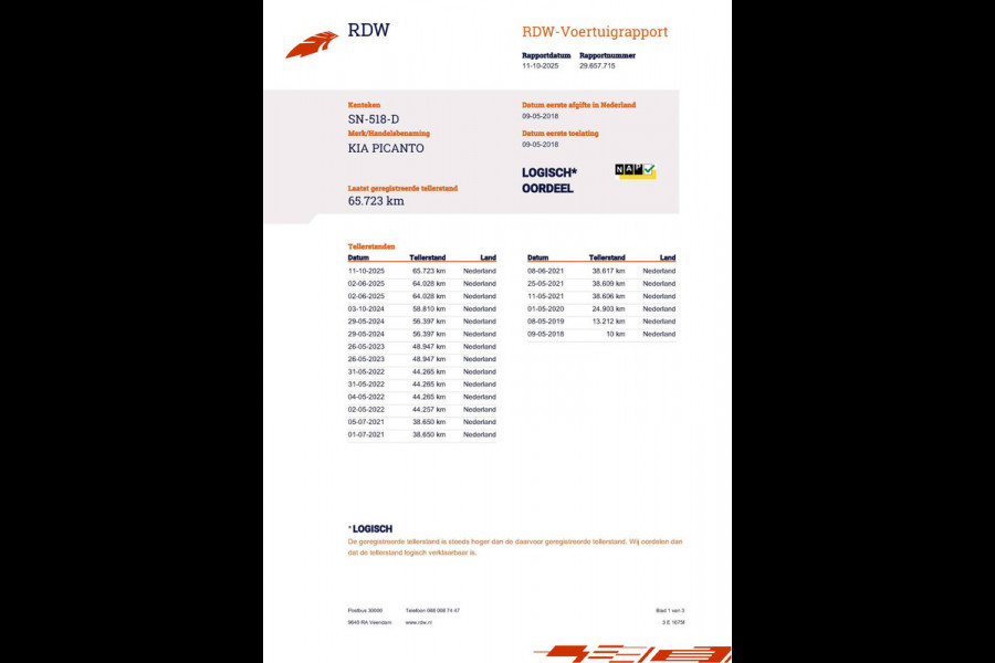 Kia Picanto 1.0 CVVT 67pk EconomyPlusLine NL-Auto NAP Airco CPV El. Ramen