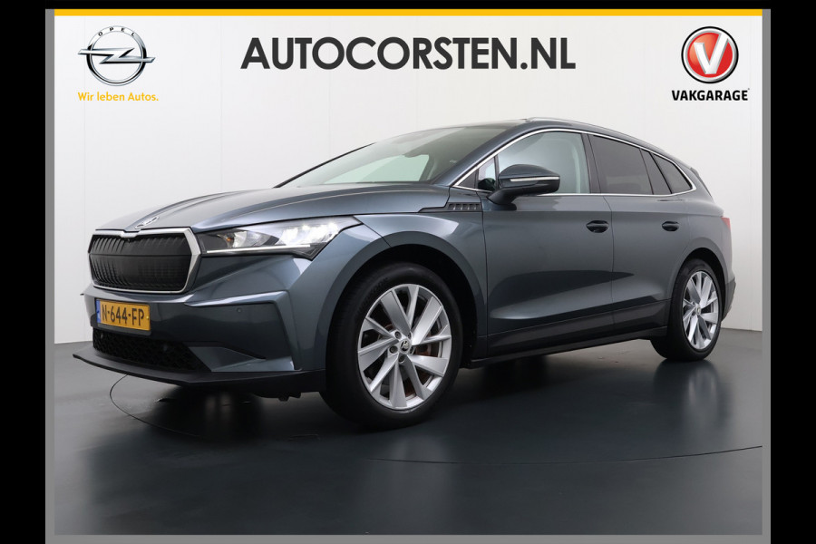 Škoda ENYAQ iV 80 204pk Leer+St+Verwarmd Pano-dak Trekhaak Adaptive Cruise PDC-a+v S.O.H. 94% 360°Camera 20"lm Apple Carplay Android Auto Luxus DAB Stuurverwarming Led Lmv Keyless Infotainment Plus Assistentie Plus Comfort-pakket 1e Eigenaar Origineel Nederlandse Auto Nieuwprijs €57.155,- 1.000kg trekvermogen!