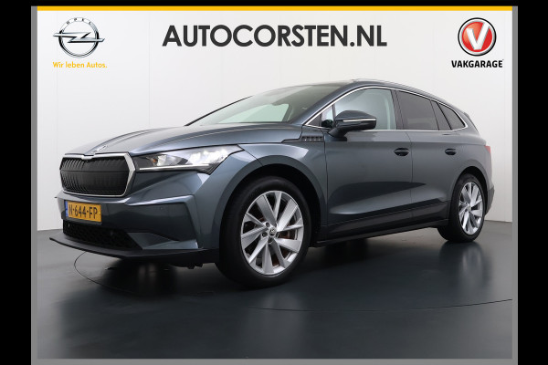 Škoda ENYAQ iV 80 204pk Leer+St+Verwarmd Pano-dak Trekhaak Adaptive Cruise PDC-a+v S.O.H. 94% 360°Camera 20"lm Apple Carplay Android Auto Luxus DAB Stuurverwarming Led Lmv Keyless Infotainment Plus Assistentie Plus Comfort-pakket 1e Eigenaar Origineel Nederlandse Auto Nieuwprijs €57.155,- 1.000kg trekvermogen!