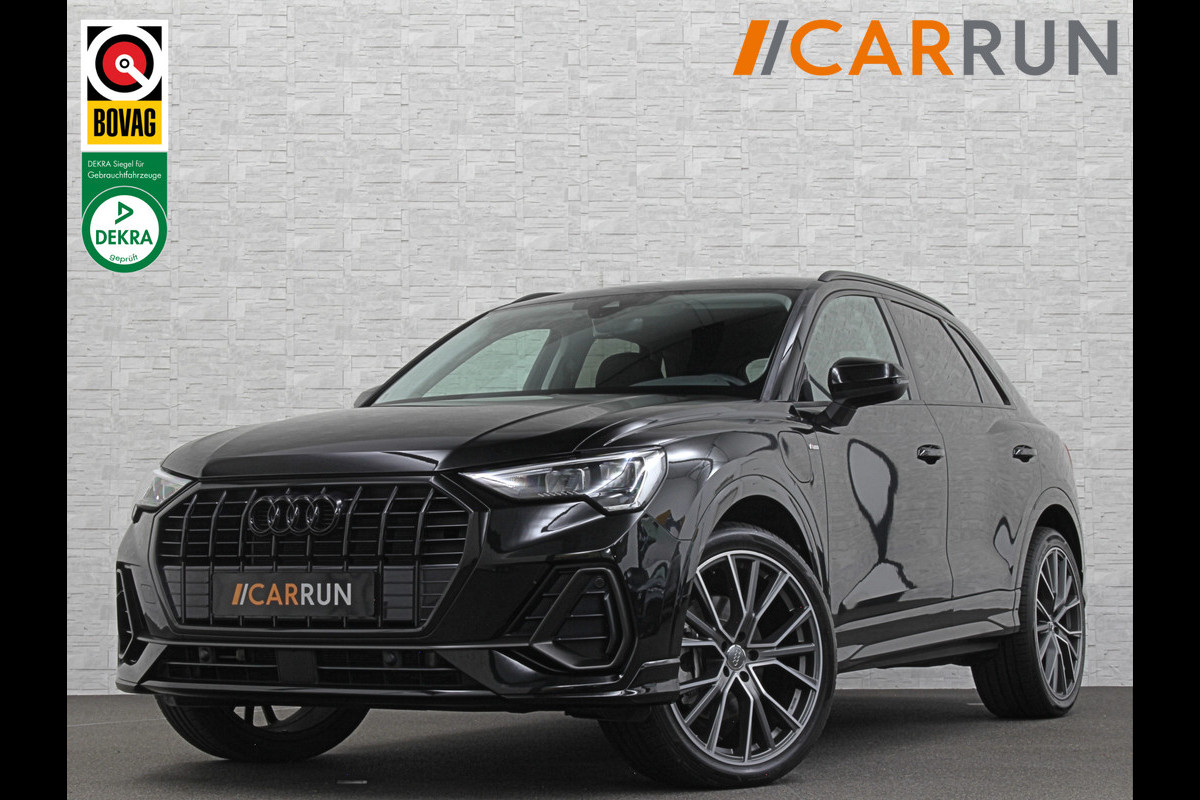 Audi Q3 45 TFSI e S-Line | ACC | Virtual-Cockpit | Standkachel | Sportstoelen | Getint-Glas | Black-Optic | Carplay | LED | Lane-Assist | Climate-Control | Stoelverwarming | Achteruitrij-Camera | DAB | BOVAG Garantie |