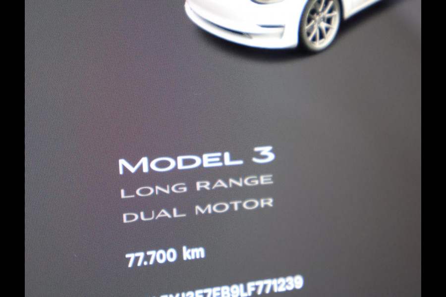 Tesla Model 3 Long Range AWD 75 kWh (351 PK) 500 km actieradius | ACCU 90% | Navigatie | Panoramadak | Stoelverwarming | Leder |