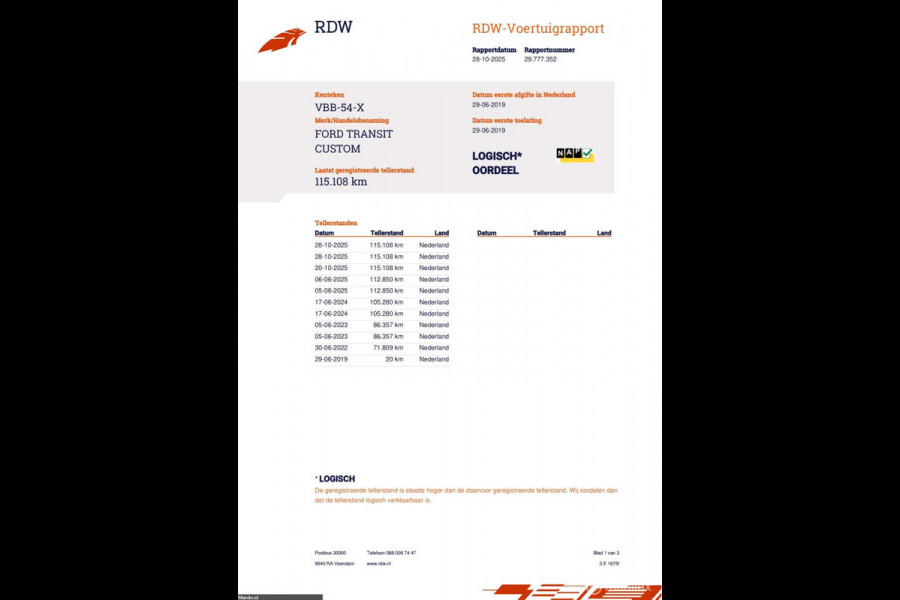 Ford Transit Custom 320 2.0 TDCI L2H2 Trend EURO6 1e eigenaar