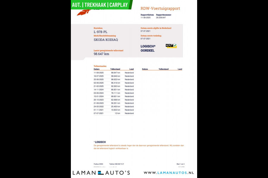 Škoda Kodiaq 1.5 TSI 150pk DSG Sportline Business Aut. | Virtual Leder/Alcantara CarPlay Canton 19" Triglav LMV ECC Navi LED ACC Camera Trekh