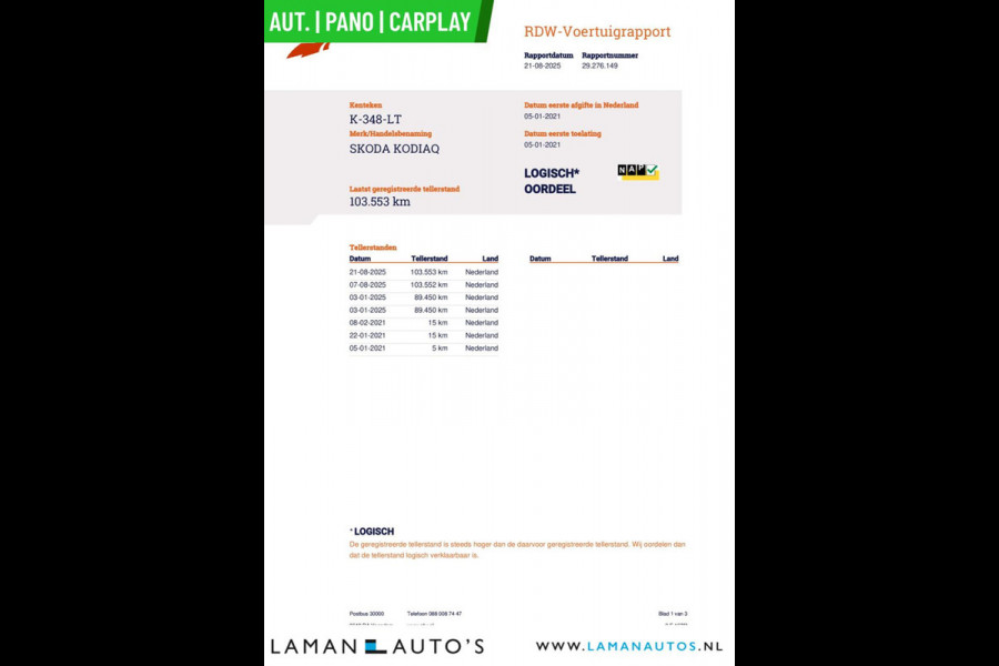 Škoda Kodiaq 1.5 TSI 150pk DSG Business Edition Aut. | Pano Open Dak Leder/Alcantara CarPlay Canton 19" Sirius LMV ECC Navi LED ACC Camera Me