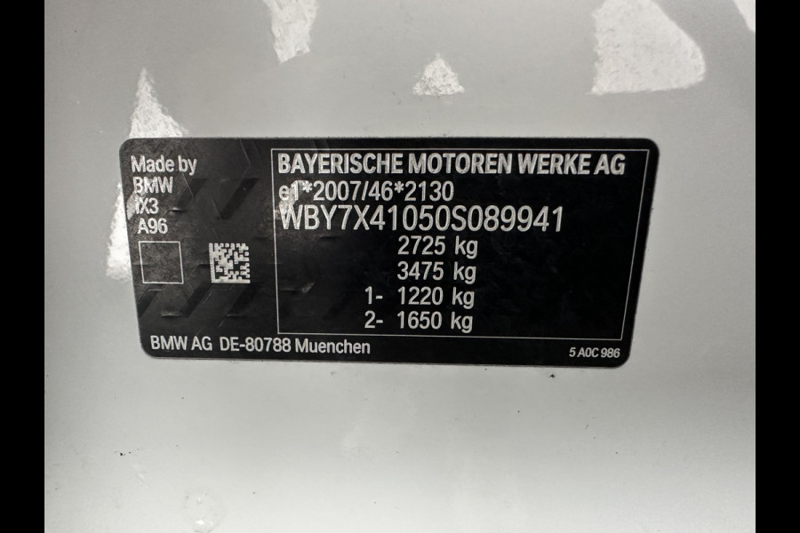 BMW iX3 Executive 80 kWh [ 3-Fase ] { SOH-96% } (INCL.BTW) Aut. *PANO | FULL-LEATHER | ADAPTIVE-CRUISE | FULL-LED | BLIND-SPOT | MEMORY-PACK | DIGI-COCKPIT | HEATED-COMFORTSEATS | CAMERA | DAB+ | NAVI-FULLMAP | 19''ALU*