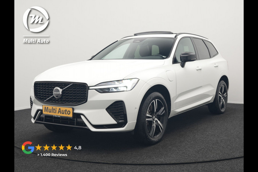Volvo XC60 Recharge T6 AWD R-Design Plug In Hybrid 341pk Dealer O.H. PHEV | Panodak | Adaptive Cruise | 360 Camera | Google Assistent | Lederen Sportstoelen Memory & Verwarmd | Apple Carplay | Keyless | Virtual | Navigatie | DAB |