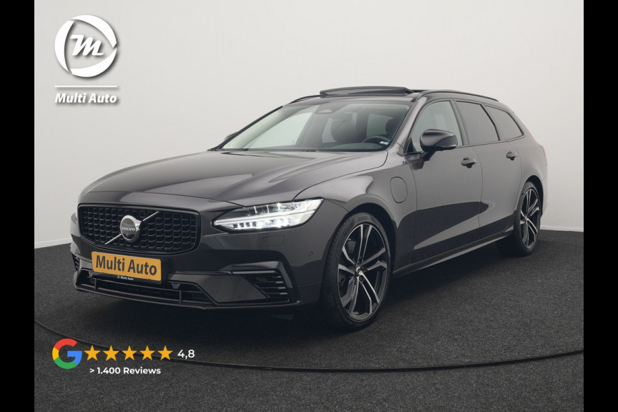 Volvo V90 T8 AWD Ultimate Dark Plug In Hybrid 455pk Dealer O.H. PHEV | Panodak | Adaptive Cruise | Head Up | 360 Camera | Lederen Sportstoelen Ventilatie & Memory | Harman & Kardon | Google Assistent | Apple Carplay | Stoelen & Stuur Verwarmd | Blis |
