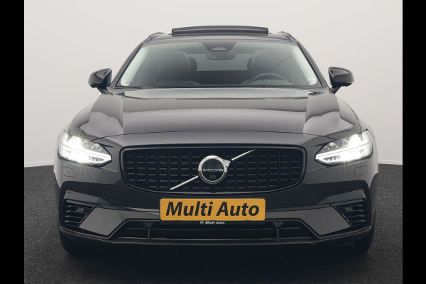 Volvo V90 T8 AWD Ultimate Dark Plug In Hybrid 455pk Dealer O.H. PHEV | Panodak | Adaptive Cruise | Head Up | 360 Camera | Lederen Sportstoelen Ventilatie & Memory | Harman & Kardon | Google Assistent | Apple Carplay | Stoelen & Stuur Verwarmd | Blis |