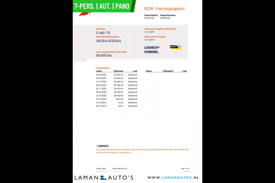 Škoda Kodiaq 1.5 TSI 150pk DSG Limited Business Edition 7P Aut. | Panorama Open dak Leder/Alcantara CarPlay Trekhaak Canton ECC Navi LED ACC