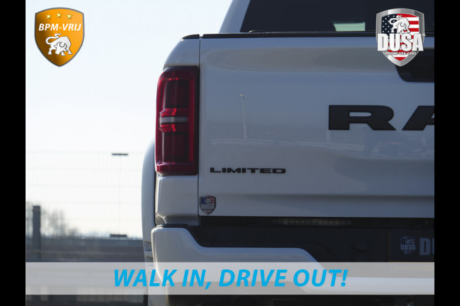 Dodge Ram | 1500 | Limited | Night | 3.0L Twin-Turbo I6 | High Output | | Passenger Display | 14,4 Touch Screen | Harman Kardon | RAMBOX Getoonde accessoires zijn verkrijgbaar tegen meerprijs