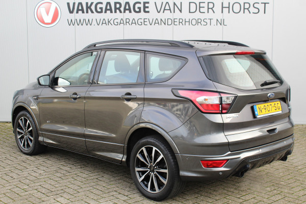 Ford Kuga 1.5-182pk EcoBoost ST-Line AWD-AUTOMAAT. Ideale caravantrekker: vierwielaangedreven automaat, trekgewicht 1.850kg ! Autm. airco dual, adapt. cruise cntrl, navigatie, telefoonvoorb., stoel- en voorraamverw., bi-xenon verl., lm wielen, camera, pdc v+a, Sony soundsyst., side- en laneassist etc.