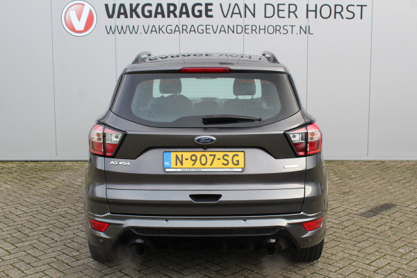 Ford Kuga 1.5-182pk EcoBoost ST-Line AWD-AUTOMAAT. Ideale caravantrekker: vierwielaangedreven automaat, trekgewicht 1.850kg ! Autm. airco dual, adapt. cruise cntrl, navigatie, telefoonvoorb., stoel- en voorraamverw., bi-xenon verl., lm wielen, camera, pdc v+a, Sony soundsyst., side- en laneassist etc.