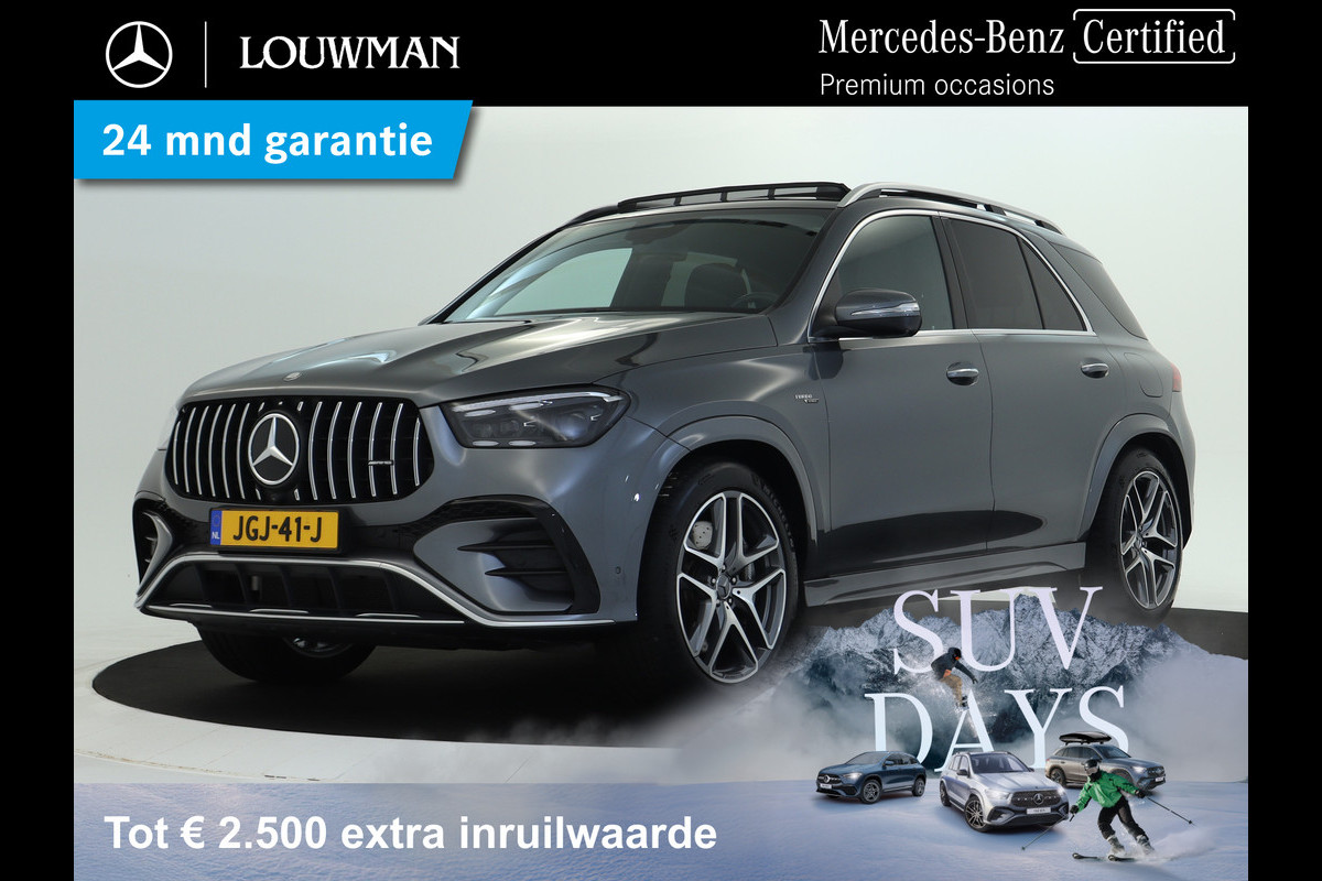Mercedes-Benz GLE Mercedes-AMG 53 Hybrid 4MATIC+ Trekhaak | Panorama Schuif-Kanteldak | Burmester® | Distronic | Memory Voorstoelen | 360°-Camera. Inclusief 24 maanden MB Certified garantie voor Europa.