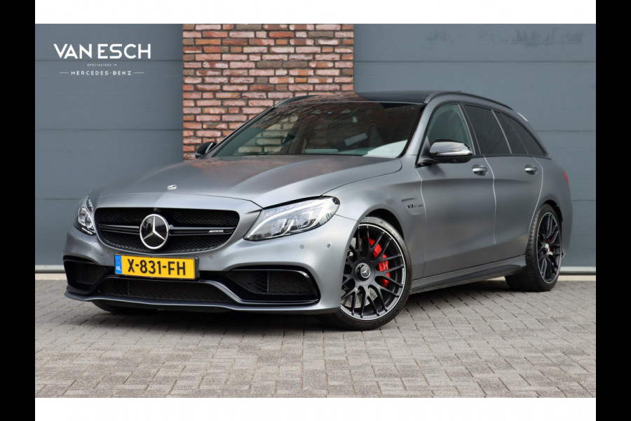 Mercedes-Benz C-Klasse Estate AMG 63 S | 510pk | Distronic+ | Memory | Burmester | AMG Drivers Package | Stoelventilatie | Panoramadak | Trekhaak | HUD | Surround Camera | Nightpakket | Schakelbare Uitlaat |