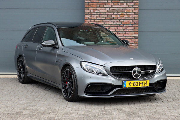 Mercedes-Benz C-Klasse Estate AMG 63 S | 510pk | Distronic+ | Memory | Burmester | AMG Drivers Package | Stoelventilatie | Panoramadak | Trekhaak | HUD | Surround Camera | Nightpakket | Schakelbare Uitlaat |