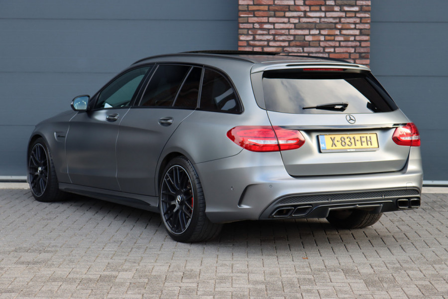 Mercedes-Benz C-Klasse Estate AMG 63 S | 510pk | Distronic+ | Memory | Burmester | AMG Drivers Package | Stoelventilatie | Panoramadak | Trekhaak | HUD | Surround Camera | Nightpakket | Schakelbare Uitlaat |
