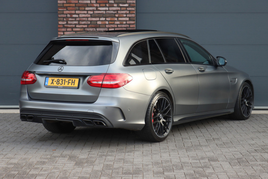 Mercedes-Benz C-Klasse Estate AMG 63 S | 510pk | Distronic+ | Memory | Burmester | AMG Drivers Package | Stoelventilatie | Panoramadak | Trekhaak | HUD | Surround Camera | Nightpakket | Schakelbare Uitlaat |