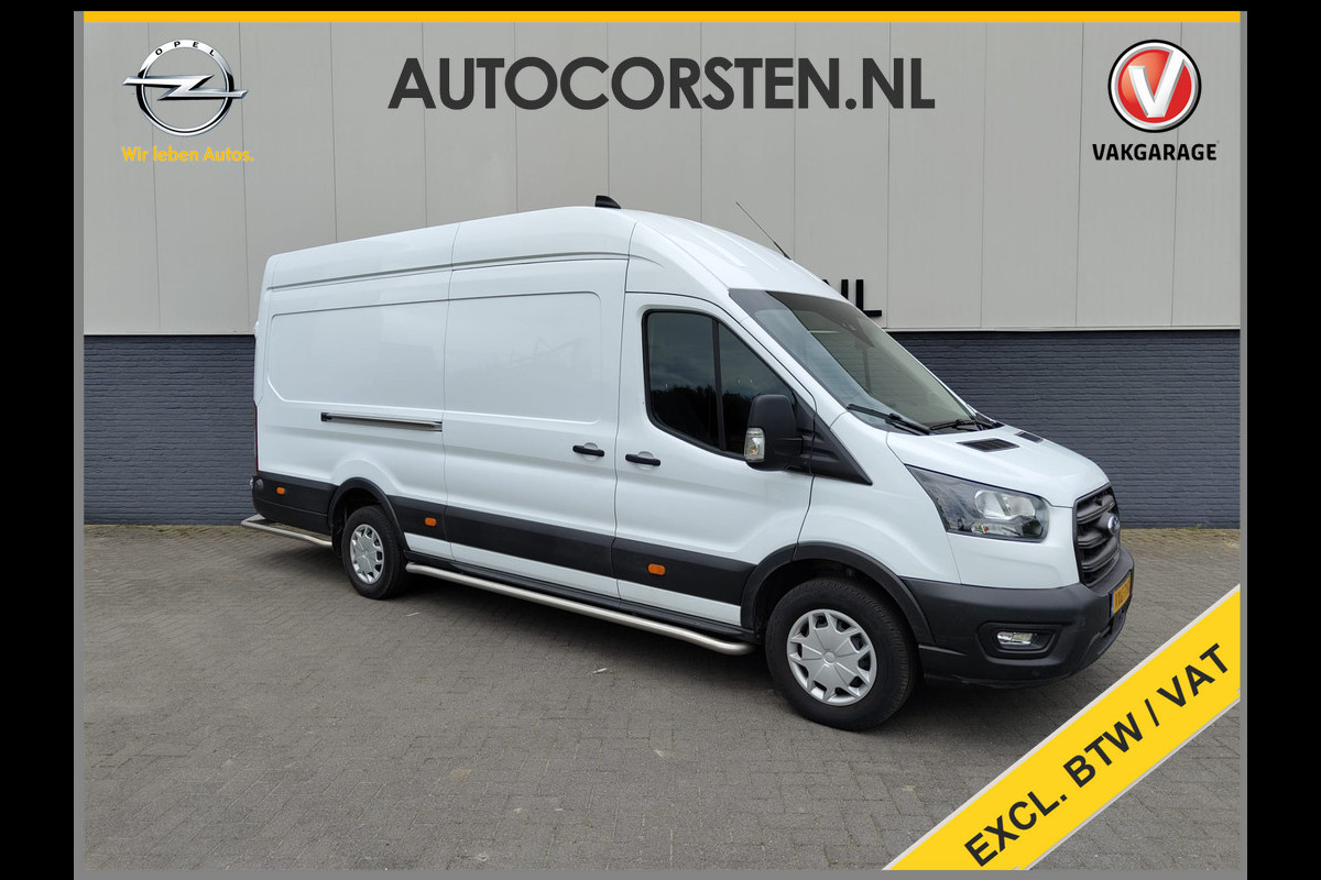 Ford Transit 2.0TDCI 130pk 350 L4H3 Navi Camera Pdc Apple Carplay Android WiFi Airco Cruise Control Voorruit-Verwarmd Regensensor DAB Schuifdeur Betonplex Vloer Wandbetimmering Roll Stability Control Led Spoorwisselassist Euro 6 Zeer Compleet!