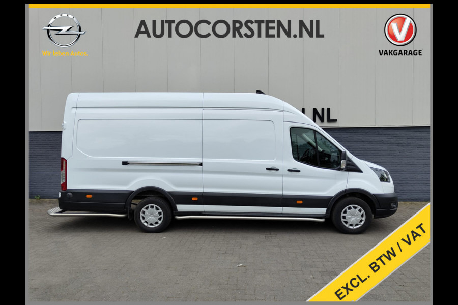 Ford Transit 2.0TDCI 130pk 350 L4H3 Navi Camera Pdc Apple Carplay Android WiFi Airco Cruise Control Voorruit-Verwarmd Regensensor DAB Schuifdeur Betonplex Vloer Wandbetimmering Roll Stability Control Led Spoorwisselassist Euro 6 Zeer Compleet!