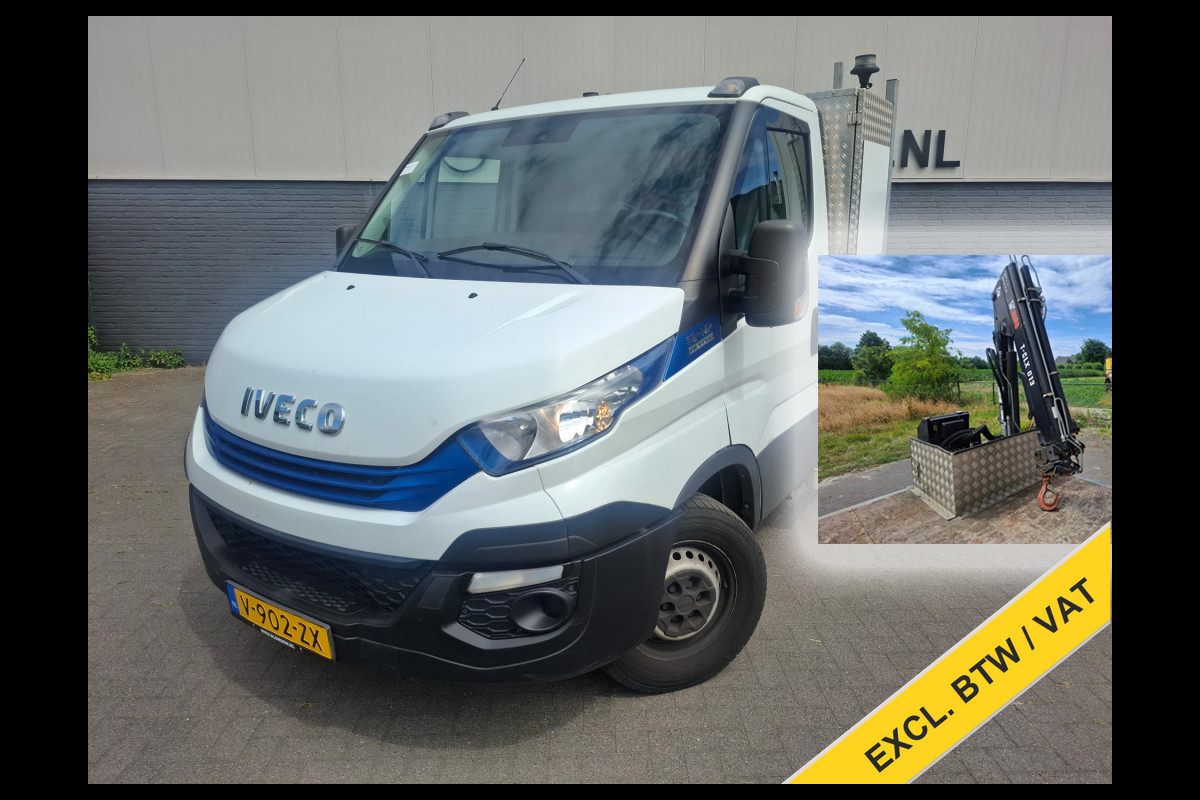 Iveco Daily 3.0I CNG Kraanwagen Laadbak AUT-6 HIAB 3-Pers.EURO6 Ecc Trekhaak Camera Blue power Alpine 2-Din Infotainment Sys. Bluetooth Opbergkasten Betonplex Vloer Compressed Natural Gas (CNG) EURO-6 375 35S14N Voertuig 1e Eigenaar Euro 6