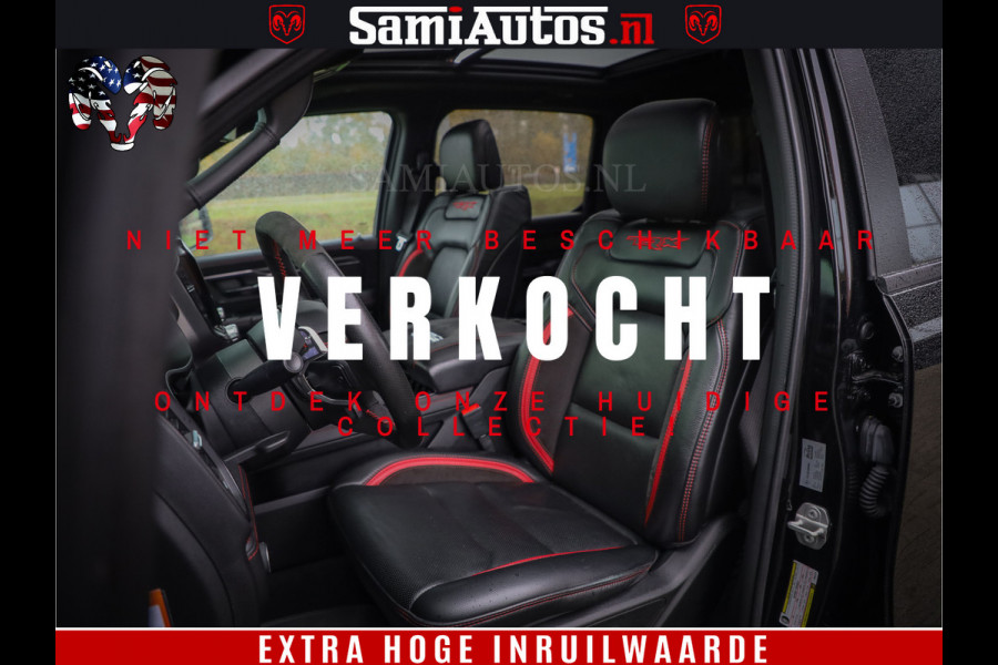Dodge Ram 1500 TRX 702 PK 6.2 V8 | RED LINE | HELLCAT | RODE STIKSELS | BOM VOL | 4x4 Crew Cab | DUBBELE CABINE DC | 5 PERSOONS | DIAMOND BLACK PEARL | EERSTE EIGENAAR | TOP STAAT |