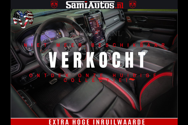 Dodge Ram 1500 TRX 702 PK 6.2 V8 | RED LINE | HELLCAT | RODE STIKSELS | BOM VOL | 4x4 Crew Cab | DUBBELE CABINE DC | 5 PERSOONS | DIAMOND BLACK PEARL | EERSTE EIGENAAR | TOP STAAT |