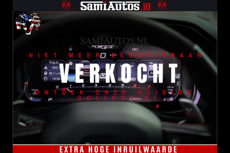 Dodge Ram 1500 TRX 702 PK 6.2 V8 | RED LINE | HELLCAT | RODE STIKSELS | BOM VOL | 4x4 Crew Cab | DUBBELE CABINE DC | 5 PERSOONS | DIAMOND BLACK PEARL | EERSTE EIGENAAR | TOP STAAT |