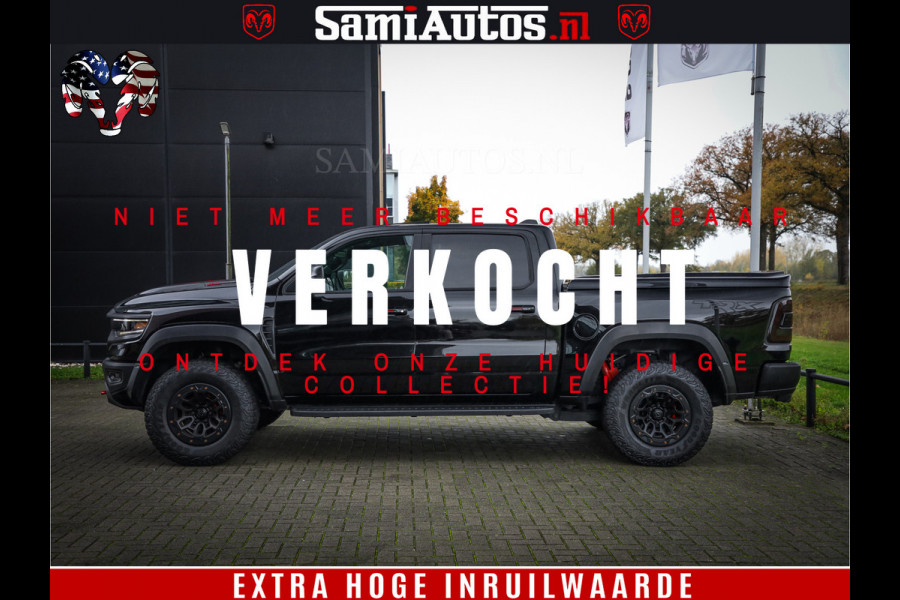 Dodge Ram 1500 TRX 702 PK 6.2 V8 | RED LINE | HELLCAT | RODE STIKSELS | BOM VOL | 4x4 Crew Cab | DUBBELE CABINE DC | 5 PERSOONS | DIAMOND BLACK PEARL | EERSTE EIGENAAR | TOP STAAT |