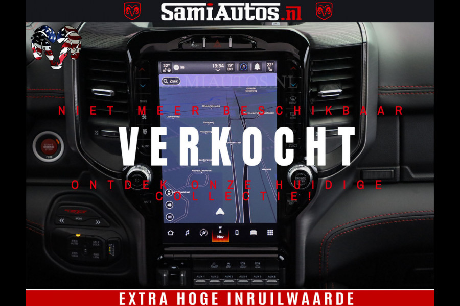 Dodge Ram 1500 TRX 702 PK 6.2 V8 | RED LINE | HELLCAT | RODE STIKSELS | BOM VOL | 4x4 Crew Cab | DUBBELE CABINE DC | 5 PERSOONS | DIAMOND BLACK PEARL | EERSTE EIGENAAR | TOP STAAT |