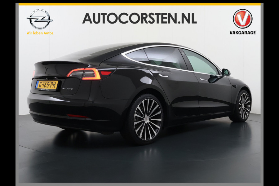 Tesla Model 3 Long Range AWD 75kWh 463PK 19"Lmv Priv.Glas Ivory-interieur ! FSD-3 Computer Premium Audio AutoPilot Panoramadak Camera's Leer A 4WD Stoel en achterbank verwarming Elektr.Stoelen+Memory+Easy-Entry WiFi SOH 91% Fabrieksgarantie op Accu en motor tot 192.000km / 18-11-2027 1e Eigenaar Origineel Nederlandse Auto 61.000 nieuw!