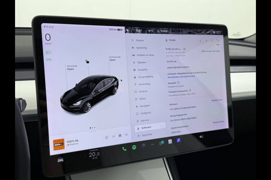 Tesla Model 3 Long Range AWD 75kWh 463PK 19"Lmv Priv.Glas Ivory-interieur ! FSD-3 Computer Premium Audio AutoPilot Panoramadak Camera's Leer A 4WD Stoel en achterbank verwarming Elektr.Stoelen+Memory+Easy-Entry WiFi SOH 91% Fabrieksgarantie op Accu en motor tot 192.000km / 18-11-2027 1e Eigenaar Origineel Nederlandse Auto 61.000 nieuw!