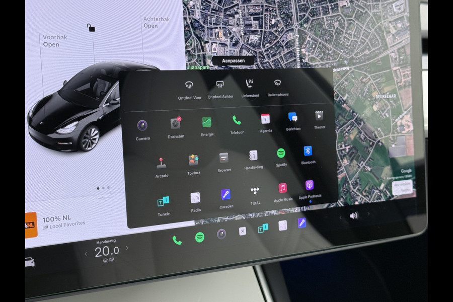 Tesla Model 3 Long Range AWD 75kWh 463PK 19"Lmv Priv.Glas Ivory-interieur ! FSD-3 Computer Premium Audio AutoPilot Panoramadak Camera's Leer A 4WD Stoel en achterbank verwarming Elektr.Stoelen+Memory+Easy-Entry WiFi SOH 91% Fabrieksgarantie op Accu en motor tot 192.000km / 18-11-2027 1e Eigenaar Origineel Nederlandse Auto 61.000 nieuw!