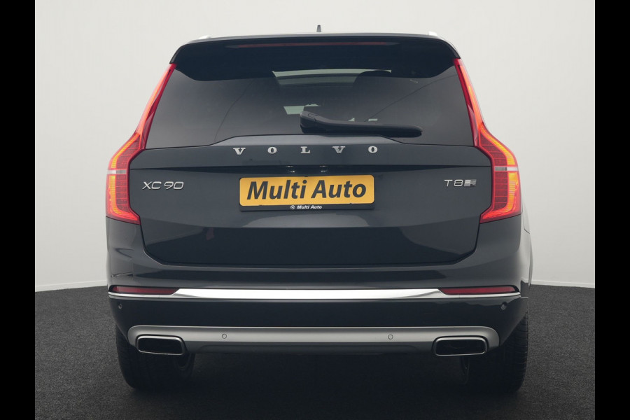 Volvo XC90 T8 Twin Engine AWD Inscription 7 Persoons Plug In Hybrid Dealer O.H PHEV | Panodak | Adaptive Cruise | Luxe Lederen Comfortzetels Massage & Ventilatie | Head Up | 360 Camera | Harman Kardon | Blis | Apple Carplay | Navigatie |