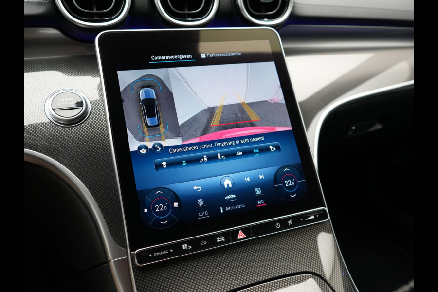 Mercedes-Benz C-Klasse Estate 300 e AMG Line Plug In Hybrid 313pk Dealer O.H PHEV | Trekhaak af Fabriek | Adaptive Cruise | 360 Camera | Digital LED | Burmester Soundsystem | Alcantara Sportstoelen Verwarmd | Sfeerverlichting | Keyless |