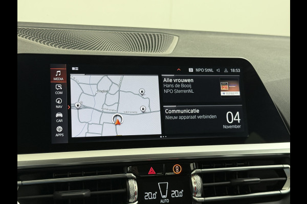 BMW 3-serie 320i 2.0T 184pk AUT-8 Navi-Pro Apple Carplay Android Bordherk. Sport Line Shadow-Line Sportstoel+ 1/2 Leer PDC-a+v Teleservice D HiFi+9speakers Drive-Assist LED Connected-Services LED Live Cockpit Pro Active guard DAB WiFi 1600kg trekvermogen