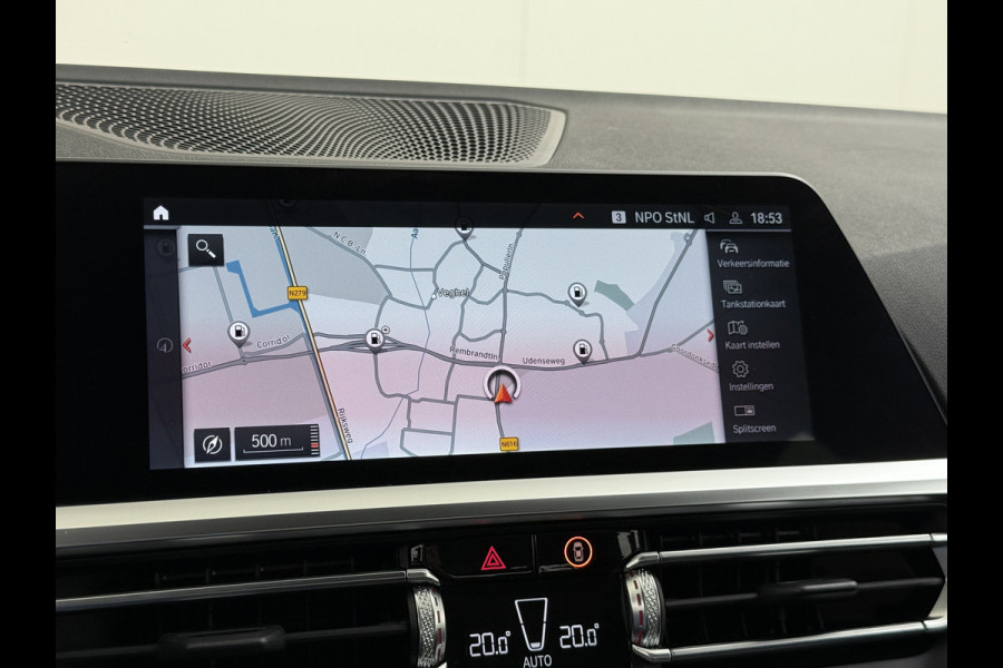 BMW 3-serie 320i 2.0T 184pk AUT-8 Navi-Pro Apple Carplay Android Bordherk. Sport Line Shadow-Line Sportstoel+ 1/2 Leer PDC-a+v Teleservice D HiFi+9speakers Drive-Assist LED Connected-Services LED Live Cockpit Pro Active guard DAB WiFi 1600kg trekvermogen