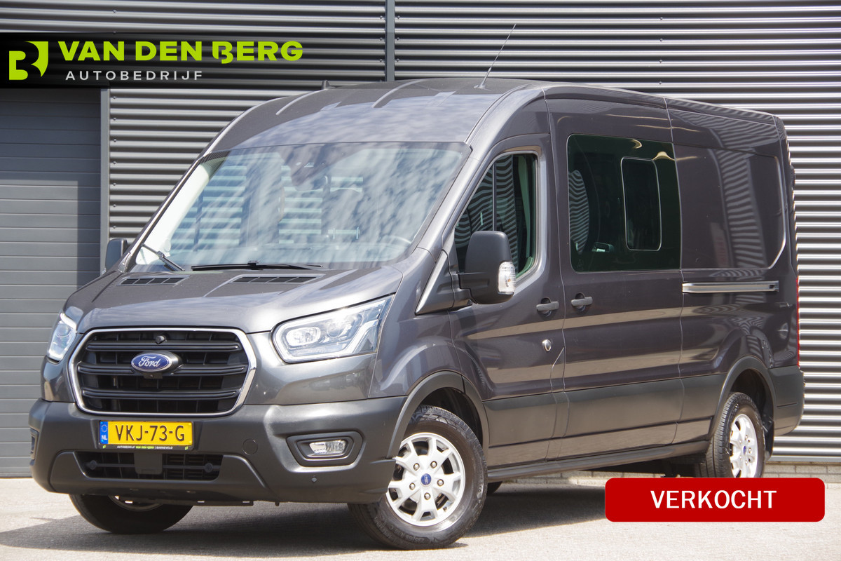 Ford Transit 350 2.0 TDCI L3H2 DC-5P, XENON, 2X SCHUIFDEUR, TREKHAAK, ADAPT. CRUISE, STANDKACHEL, CAMERA, NAVI, AIRCO, STOELVERWARMING, APPLE