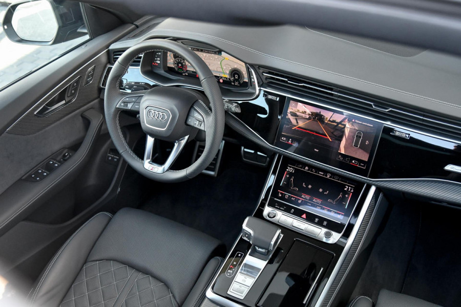 Audi Q8 60 TFSI e quattro Pro Line S Competition. RS Zetels, Massage, Carbon, 4W sturing, Softcl, Pano, Koeling, HUD, B&O, Trekh!