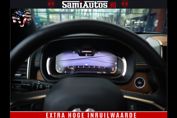 Dodge Ram 1500 BLACK OPS LONGHORN 5.7 V8 HEMI | 8820KM! | BOM VOL | HUD | LUCHTVERING | PANO | 200L LPG | ADAPTIVE CRUISE | DIGI VIRTUAL CLUSTER | CARPLAY | 3500KG | HEADUP | CREW CAB DUBBELE CABINE | 5 PERSOONS | ZWART MET BRUIN LEDER | Z.G.A.N