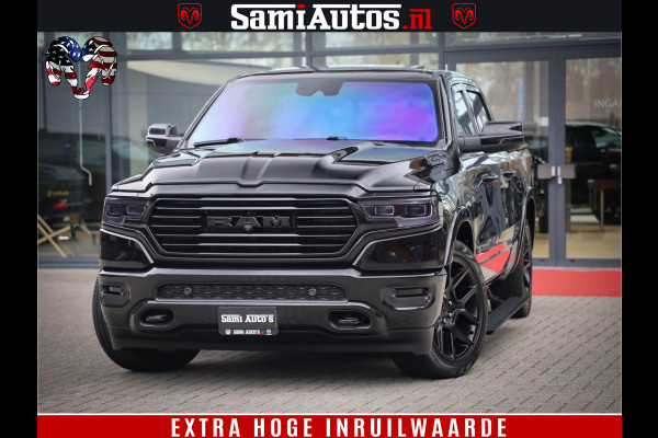 Dodge Ram 1500 BLACK OPS LONGHORN 5.7 V8 HEMI | 8820KM! | BOM VOL | HUD | LUCHTVERING | PANO | 200L LPG | ADAPTIVE CRUISE | DIGI VIRTUAL CLUSTER | CARPLAY | 3500KG | HEADUP | CREW CAB DUBBELE CABINE | 5 PERSOONS | ZWART MET BRUIN LEDER | Z.G.A.N
