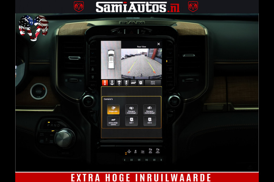 Dodge Ram 1500 BLACK OPS LONGHORN 5.7 V8 HEMI | 8820KM! | BOM VOL | HUD | LUCHTVERING | PANO | 200L LPG | ADAPTIVE CRUISE | DIGI VIRTUAL CLUSTER | CARPLAY | 3500KG | HEADUP | CREW CAB DUBBELE CABINE | 5 PERSOONS | ZWART MET BRUIN LEDER | Z.G.A.N