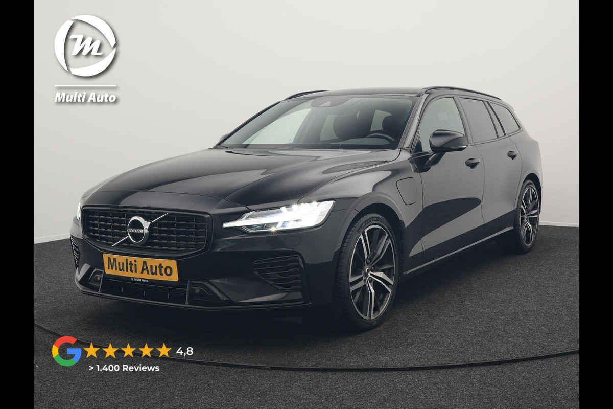 Volvo V60 T6 Recharge AWD R-Design Plug In Hybrid 340pk Dealer O.H. PHEV | Trekhaak Af Fabriek | Adaptive Cruise | Camera | Harman & Kardon | Lederen Sportstoelen Memory & Verwarmd | Apple Carplay | Navigatie | Stuur Verwarmd | Blis | Keyless | DAB |