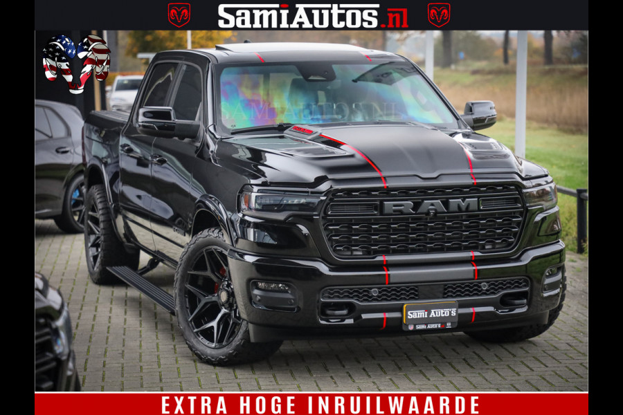 Dodge Ram 1500 Limited Night High Output 540HP 706Nm | Massage + Full Option | De Meest Luxe en Volle Pick-Up in zijn Klasse | Comfortabele Dubbele Cabine met Royale 5 Zitplaatsen | BPM vrij | Nu Leverbaar uit Voorraad | Voorraad Nr 2324 - 5142