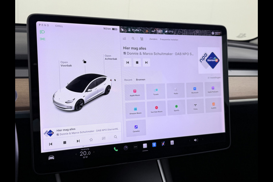 Tesla Model 3 RWD SR+ 60kWh 325PK Lmv 18" AutoPilot Leder PanoDak Adaptive-Cruise Lmv Camera's Elektr.-Stuur+Stoelen+Spiegels+Geheugen+Easy-En Navi LED Comfortstoelen ACC DAB Keyless en Voorverwarmen interieur via App One-Pedal-Drive Origineel Nederlandse auto tot 11kw laden thuis! Garantie Accu tot 10-12-2027 max 160.000km 1.584kg licht!