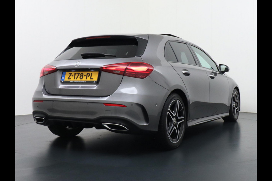 Mercedes-Benz A-Klasse 200 AMG Line FACELIFT | 163PK | Night-pakket | Panoramadak | Ambienteverlichting | Dodehoek | Mountaingrau | Rijklaar + 12 mnd BOVAG garantie