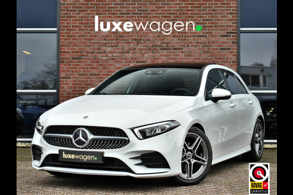 Mercedes-Benz A-Klasse 180 AMG Pano Trekhaak Camera Night Metallic-wit